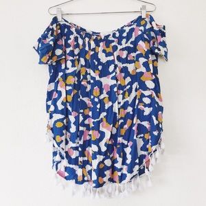 Off The Shoulder Top w/ Tassel Trim